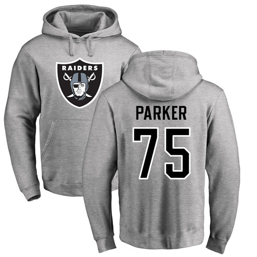 Men Oakland Raiders Ash Brandon Parker Name and Number Logo NFL Football #75 Pullover Hoodie Sweatshirts->oakland raiders->NFL Jersey